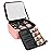 Relavel Travel Makeup Bag With LED Mirror Portable Travel Makeup Organizer 3 Color Adjustable Brightness Waterproof Cosmetic Train Case with Removable Dividers Makeup Storage for Women, Pink