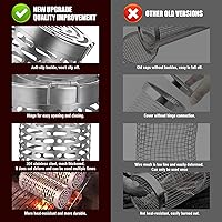 Vista 5 de Grill Basket 2 PCS, Rolling Grill Baskets for Outdoor Grill BBQ Grill Basket, Round Stainless Steel Grill Mesh Barbeque Grill Accessories, Camping