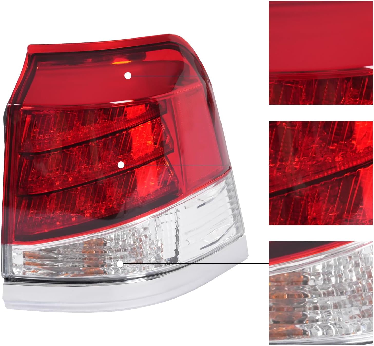 LYNICESHOP LED Tail Light Assembly for Lexus Lx570 2012 2013 2014 2015 Right Passenger Side Left Driver Side Rear Outer Tail Light Replacement w/Halogen Turn Signal Light (A pair)