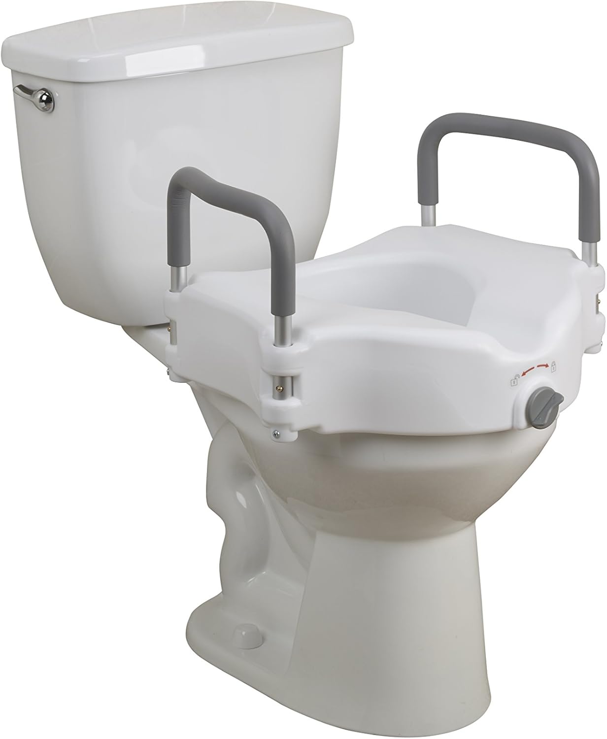40% Off Discount Drive Medical RTL12027RA 2-in-1 Raised Toilet Seat with Removable Padded Arms, Standard Seat