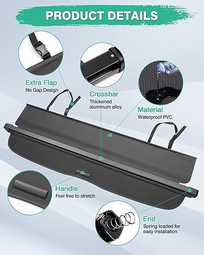 Miniatura 295 de Powerty Cubierta de Carga para Accesorios Kia Sportage 2023-2025 2026, Textura de Lona Cubierta Retráctil para Maletero Trasero de Carga de Equipaje