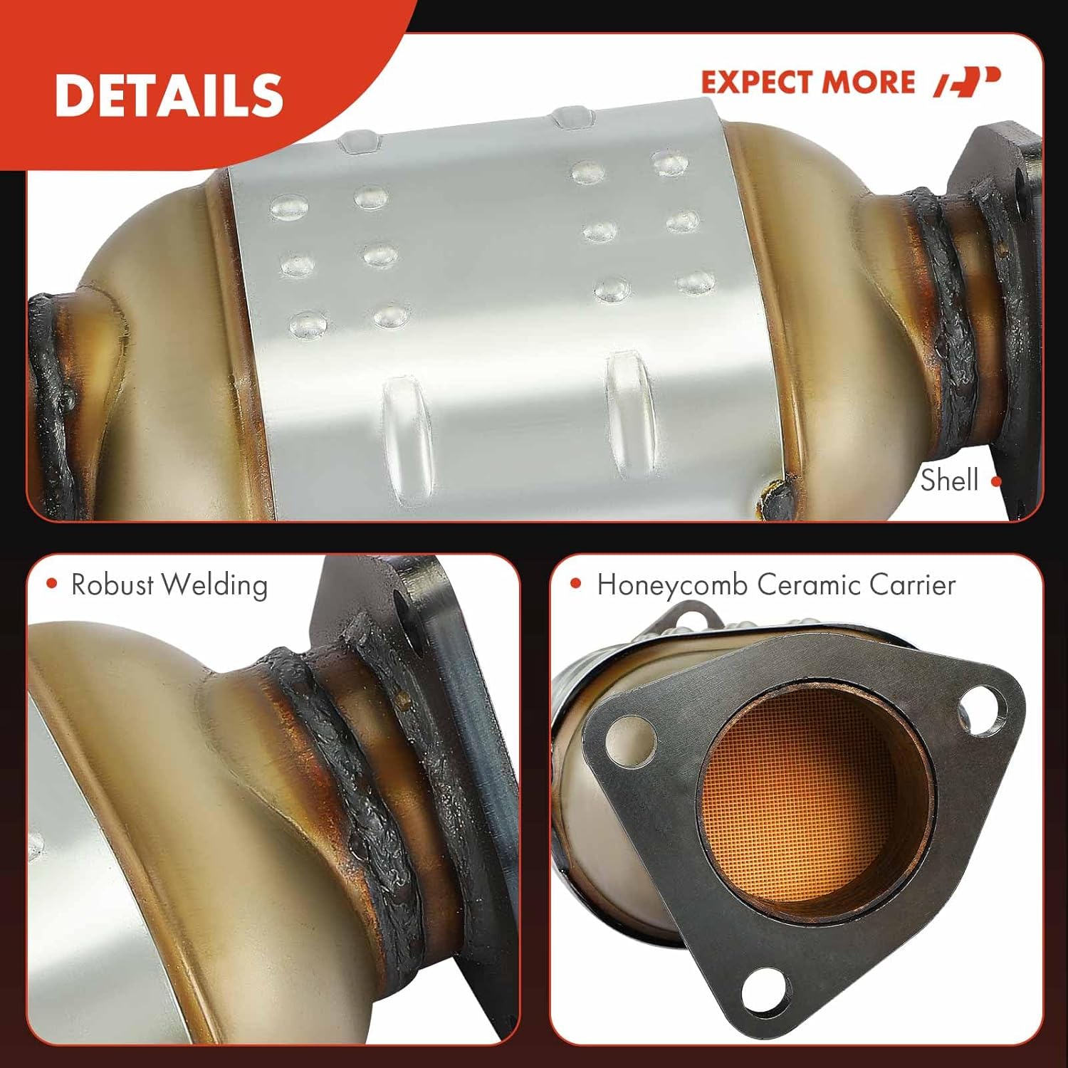 A-Premium Rear Catalytic Converter Kit Direct-Fit Compatible with Honda Accord 2008-2012, Accord Crosstour 2010-2011, Pilot, Odyssey, Ridgeline, Crosstour & Acura TSX, TL, RL, 3.5L 3.7L, EPA Compliant