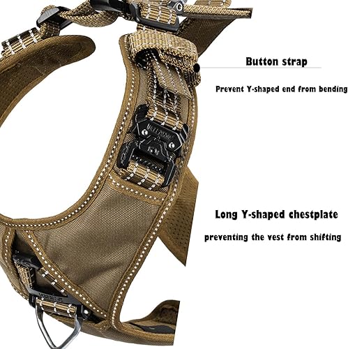 Miniatura 4 de ICEFANG Arnés de correa para perro con 4 hebillas de metal, para perro de tamaño mediano, chaleco K9, pecho en forma de Y, arnés ajustable para