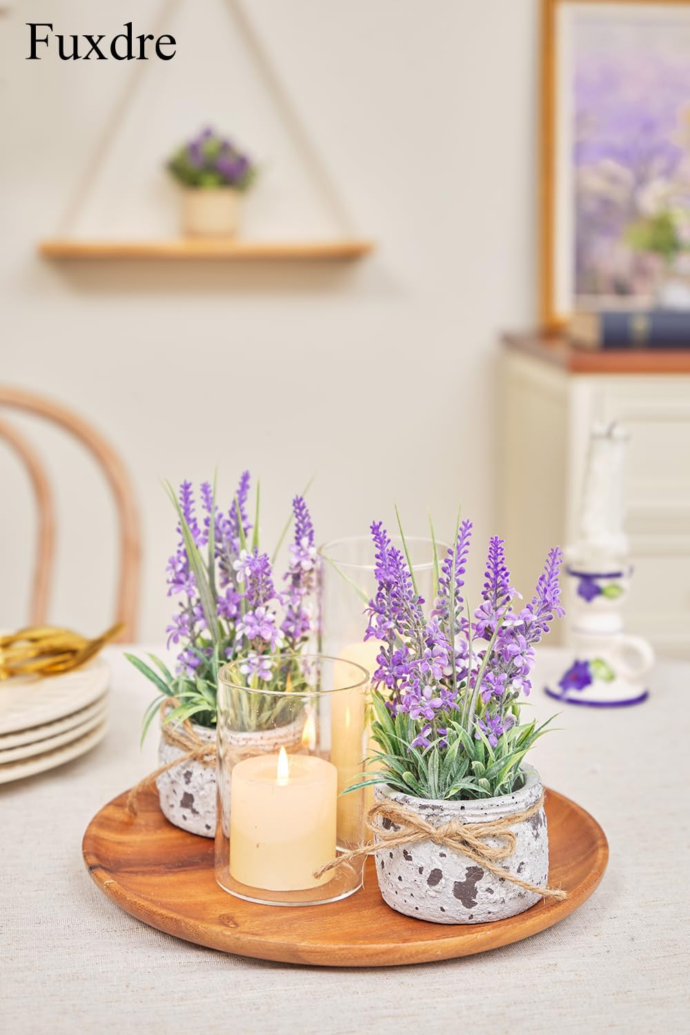 Small Fake Plants with 2 Pack, The Lavender for Bathroom Shelf Decor, Lavender Plant for Home Living Room Office Bedroom Table Tray Shelve Farmhouse Decor Indoor - Image 3