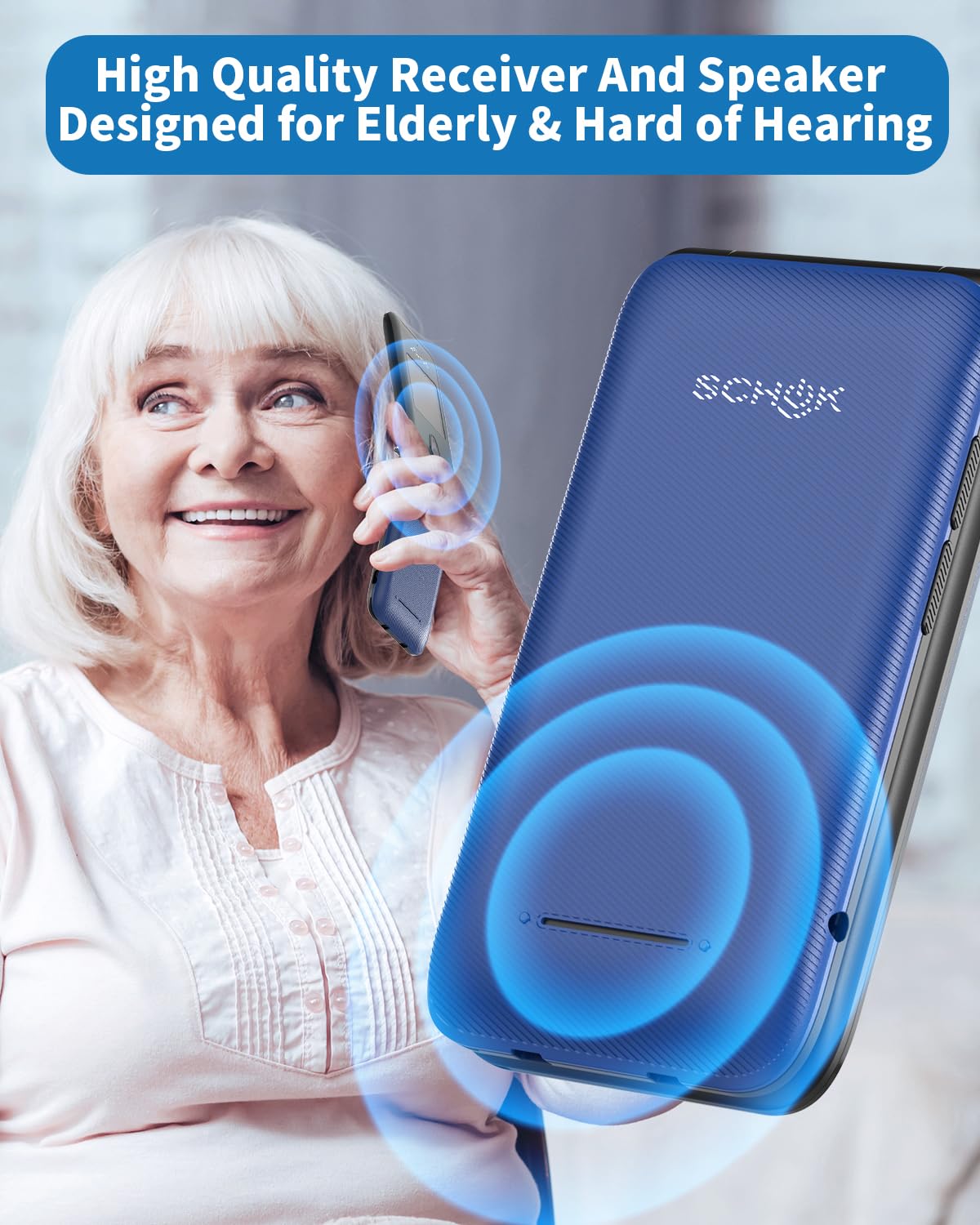 Schok 4G Flip Phone Unlocked, 3.2" Dual Screen Flip Phones for Seniors & Kids, Basic Phone for Travel，AT&T/T-Mobile Compatible, Big Button, Replaceable Shells (Blue/Red)