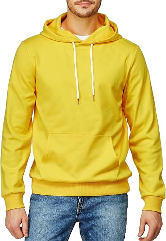 H2H Men's Pullover Hoodie Lightweight Long Sleeve with Kangaroo Pocket Slim Fit Basic Casual Sweatshirt