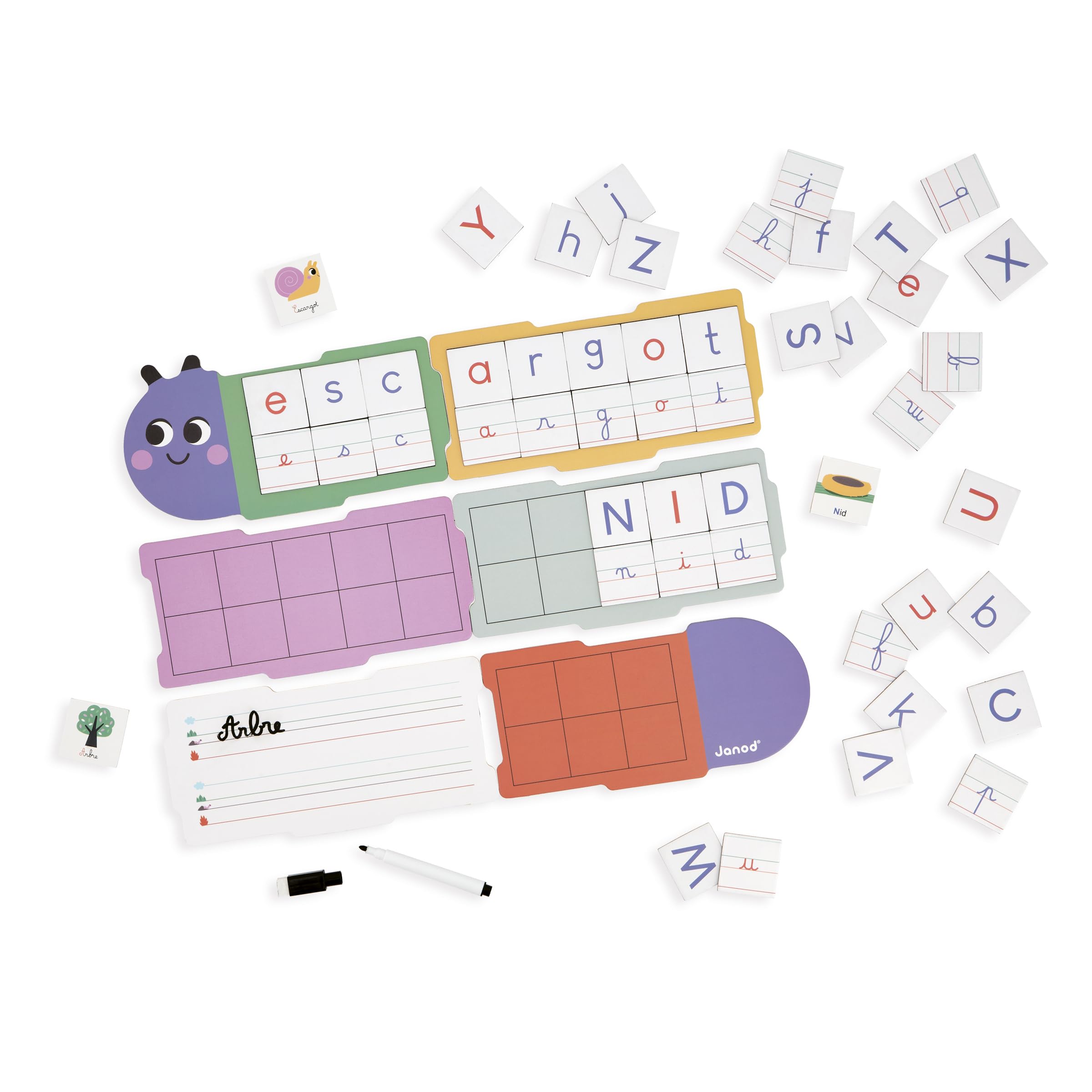 Janod, Learning to write, Ideal for Kindergarten and Early Learning, Learning letters, 6 Boards and 78 Magnetic Letters - Image 2