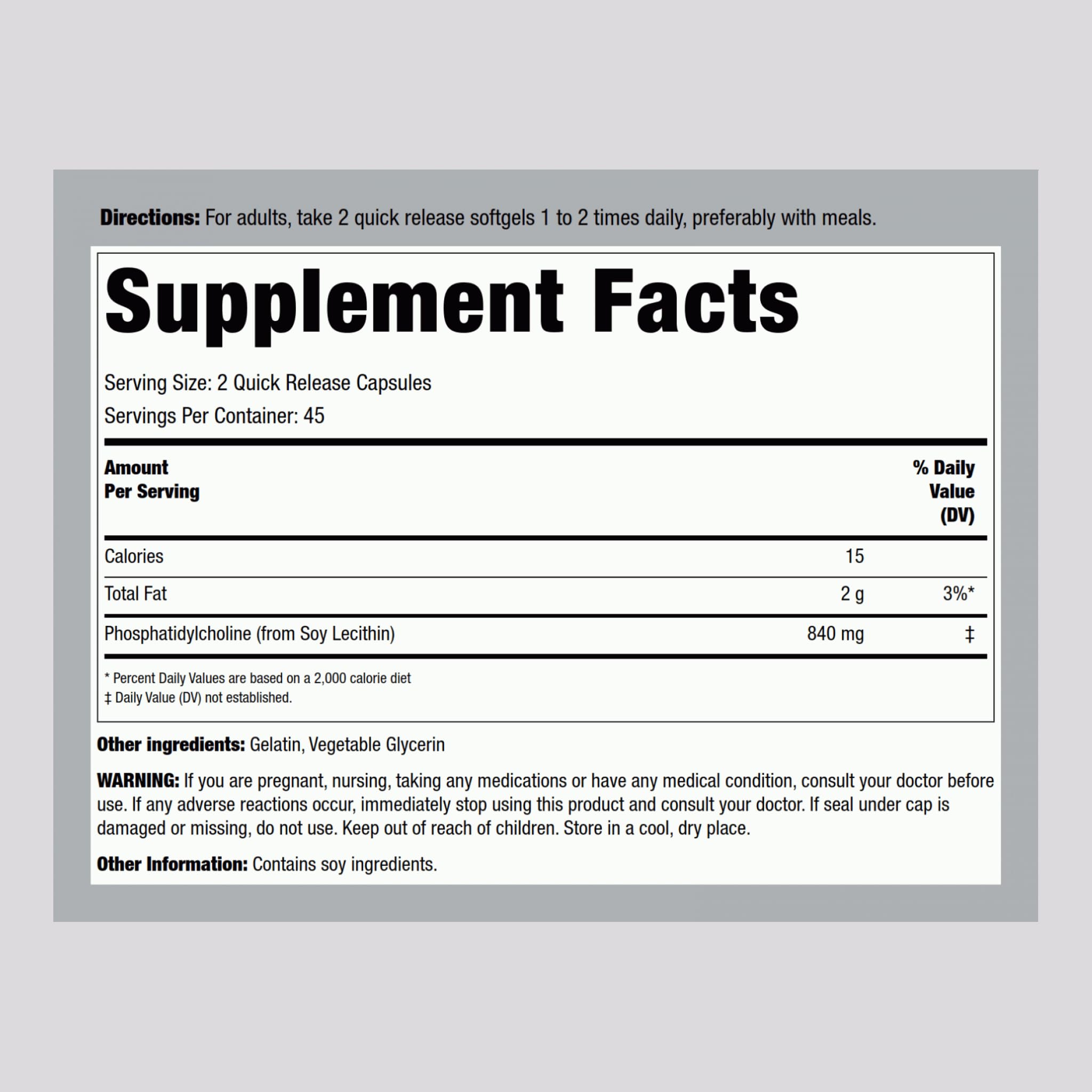Piping Rock Phosphatidyl Choline Supplement | 840mg | 90 Softgels — Amazon image 2