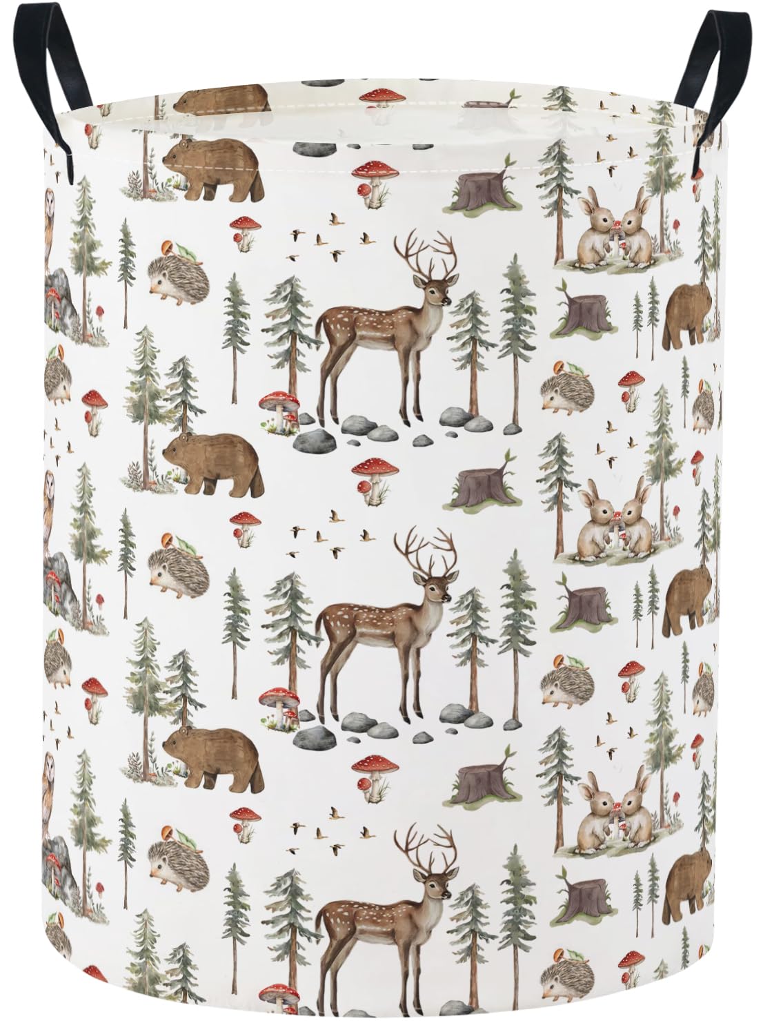 Baby Laundry Basket Baby Nursery Hamper Kids Laundry Basket Toy Storage Bin for Boys Room Decor Gift Baskets for Bedroom Bathroom(Woodland Animal)