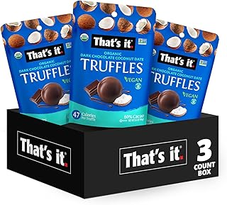 That’s it. Coconut Truffles 3 Pack (3.4 oz Each) | Organic Dark Chocolate Covered Coconut Bites | Plant-Based, Vegan Snack