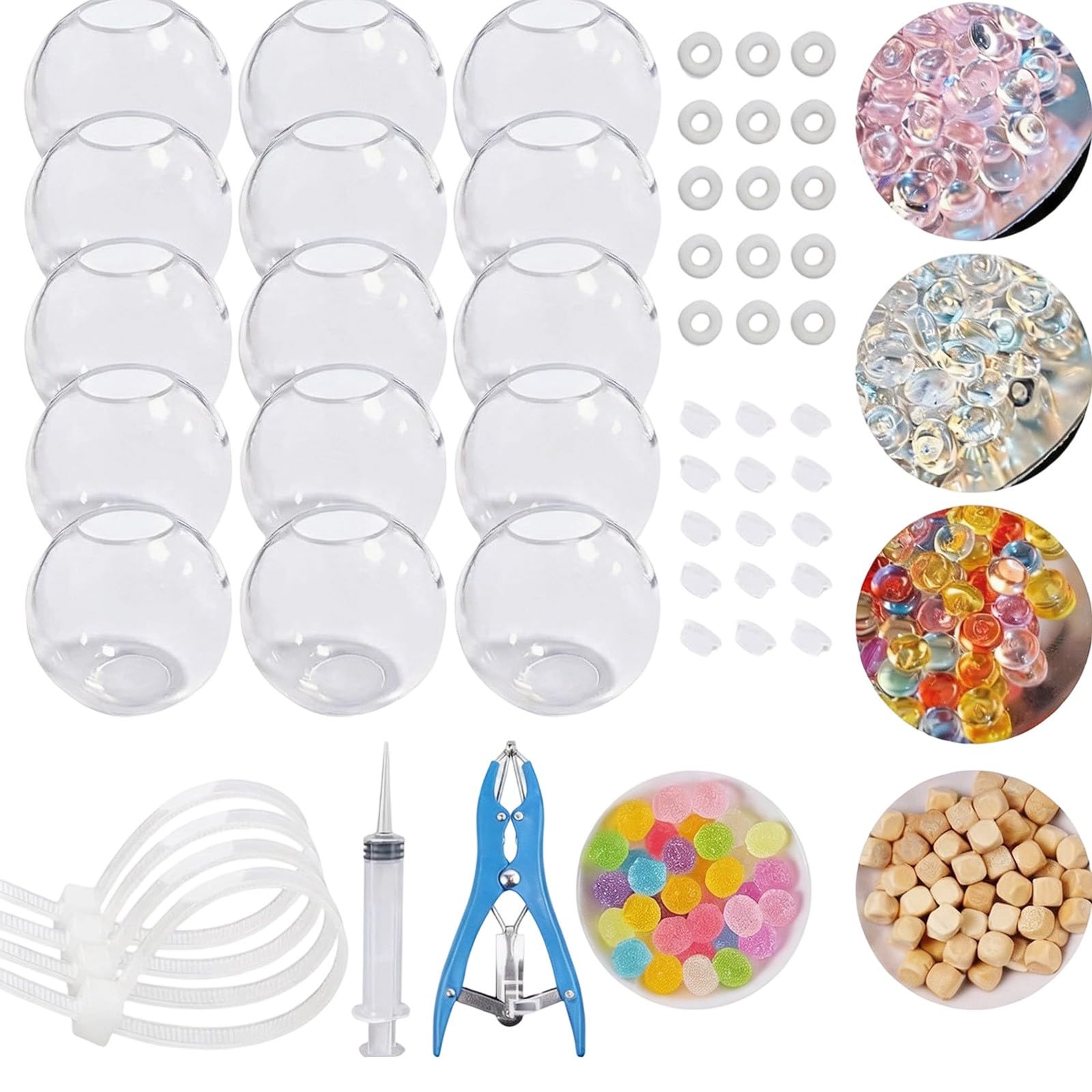 Squishy Making Kit,Diy Empty Stress Ball Skins,Diy Custom Squish-y Maker Set With 6-Color Filling Beads And Tools For Sensory Crafting,Desk Office Stress Relief Ornament (E)