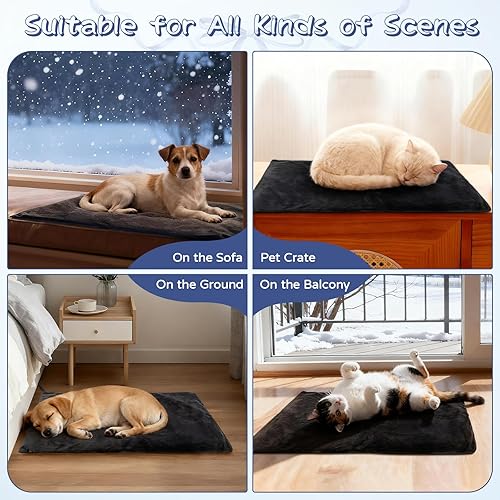 Miniatura 8 de Almohadilla térmica grande para perros de 18 x 27 pulgadas, temperatura ajustable de 9 niveles y temporizador de 4 niveles, cama térmica impermeable