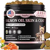 Salmon Oil for Dogs Skin & Coat, 13 in 1 Wild Alaskan Fish Oil for Dogs - Omega 3 EPA & DHA & ALA Fatty Acids, Dog Allergy Relief Chews, Joint & Immune Support, 135 Count, Chicken Flavor, Soft Chews