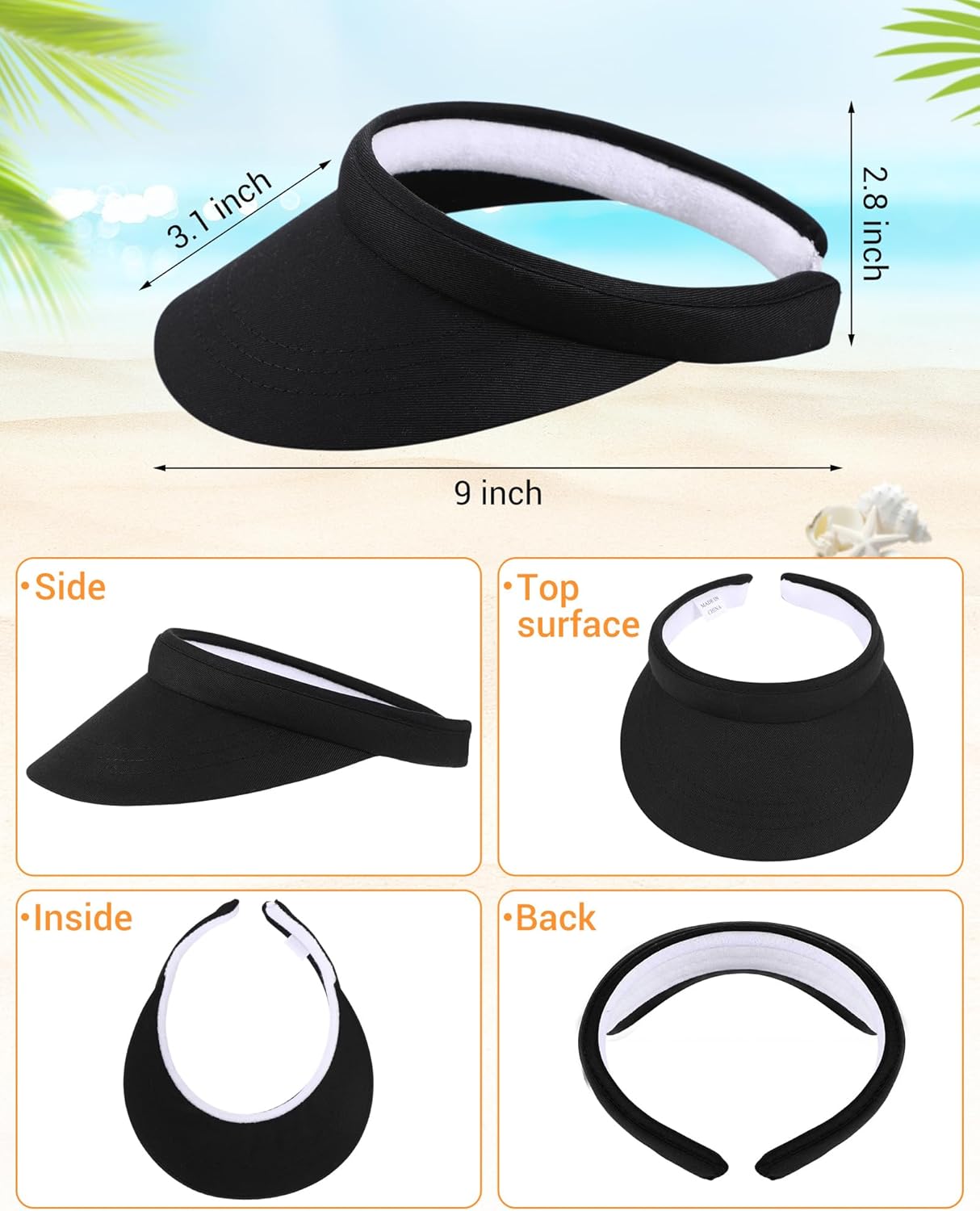 Jiuguva 6 Pcs Summer Golf Sun Visor Hats for Women Men Golf Hat Sport Sun Protection Cap for Beach Running Applications