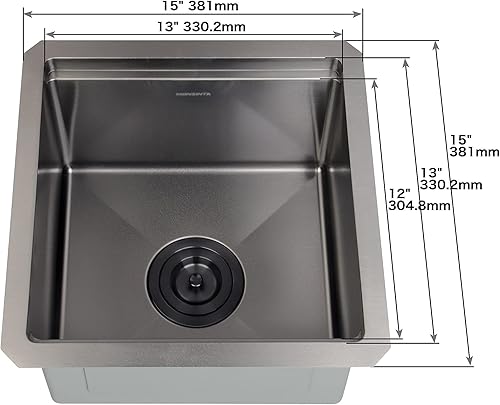 Miniatura 3 de MONSINTA Fregadero de barra negra, fregadero de barra de montaje inferior, fregadero de barra pequeña de 15 x 15 pulgadas, fregadero de