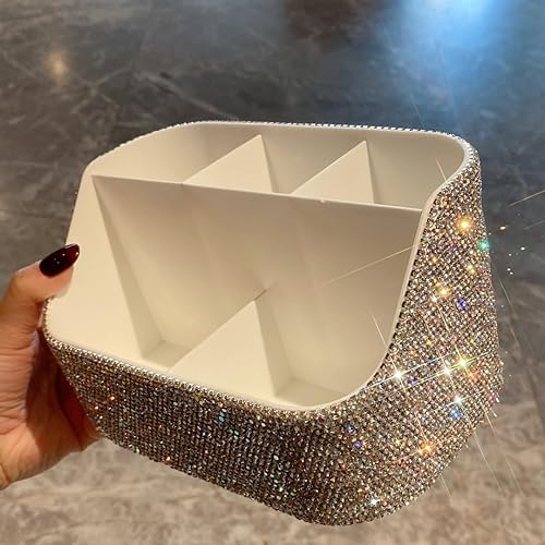 Miniatura 3 de Bling - Organizador multifuncional de acrílico transparente para maquillaje, organizador de cosméticos de lujo con diamantes de imitación,