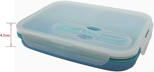 Miniatura 7 de Sailing Elegant - Lonchera plegable de silicona con 3 compartimentos, contenedores apilables para almacenamiento de alimentos, seguro para