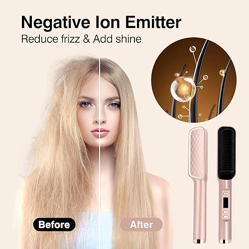 Miniatura 3 de Cepillo alisador de pelo, anillo elegante de barrido iónico, cepillo alisador de pelo para mujeres con 4 temperaturas, peine alisador de pelo de