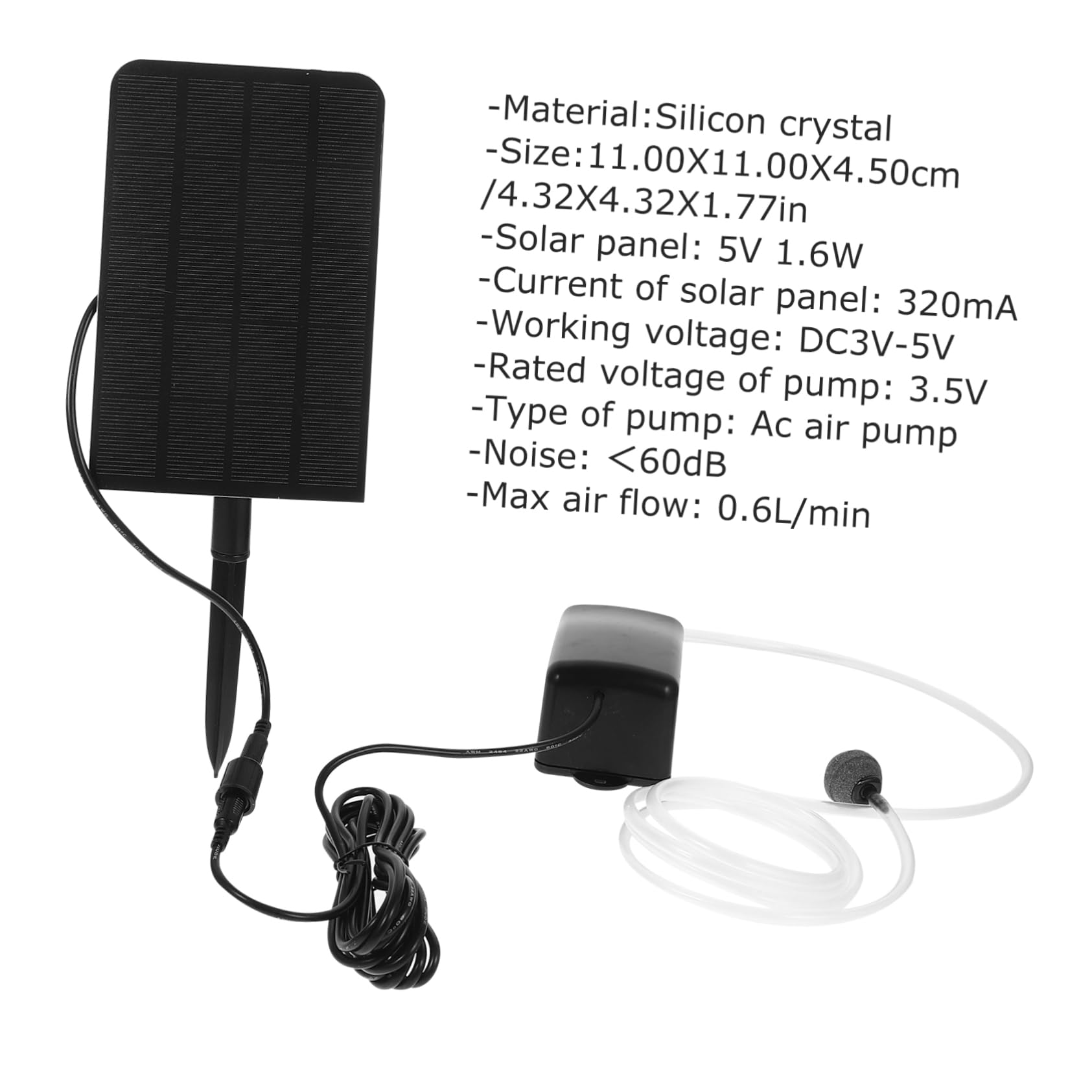 TOYANDONA 2 Pezzi Pompa ad solare air pump pompa ad aria aeratore per laghetto pompa solare dell'acquario aeratore per acquari aeratori per laghetti all'aperto cristallo di silicio