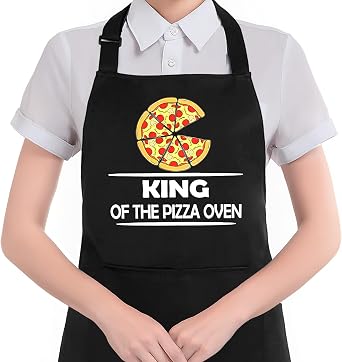 Funny Pizza Apron with Pockets, Pizza Oven Accessories, Baking Lovers Bakers Gifts Waterproof Adjustable Cooking Apron for Baking Kitchen Dishwashing Grilling