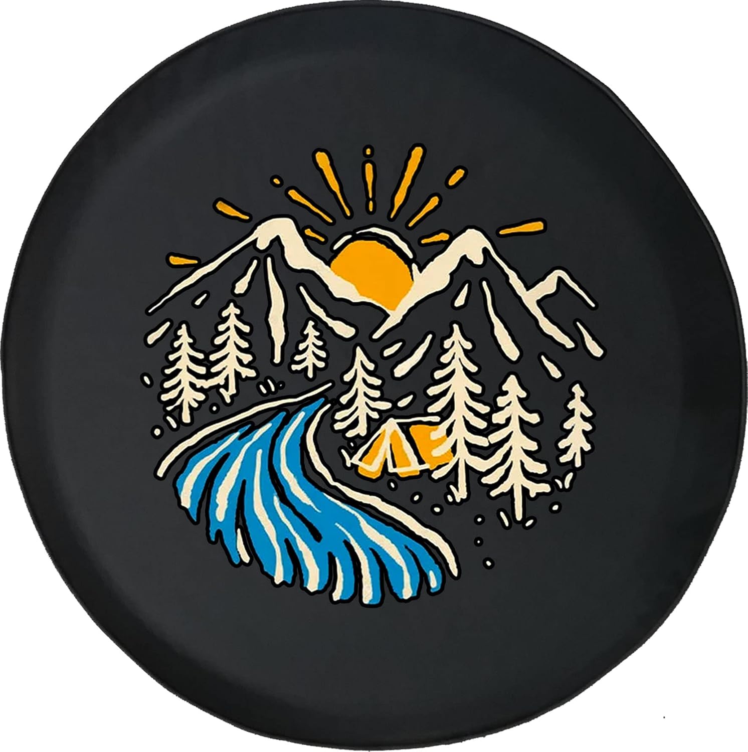 Watercolor Mountain Range Custom Car Spare Tire Covers Size 32 with Camera Hole
