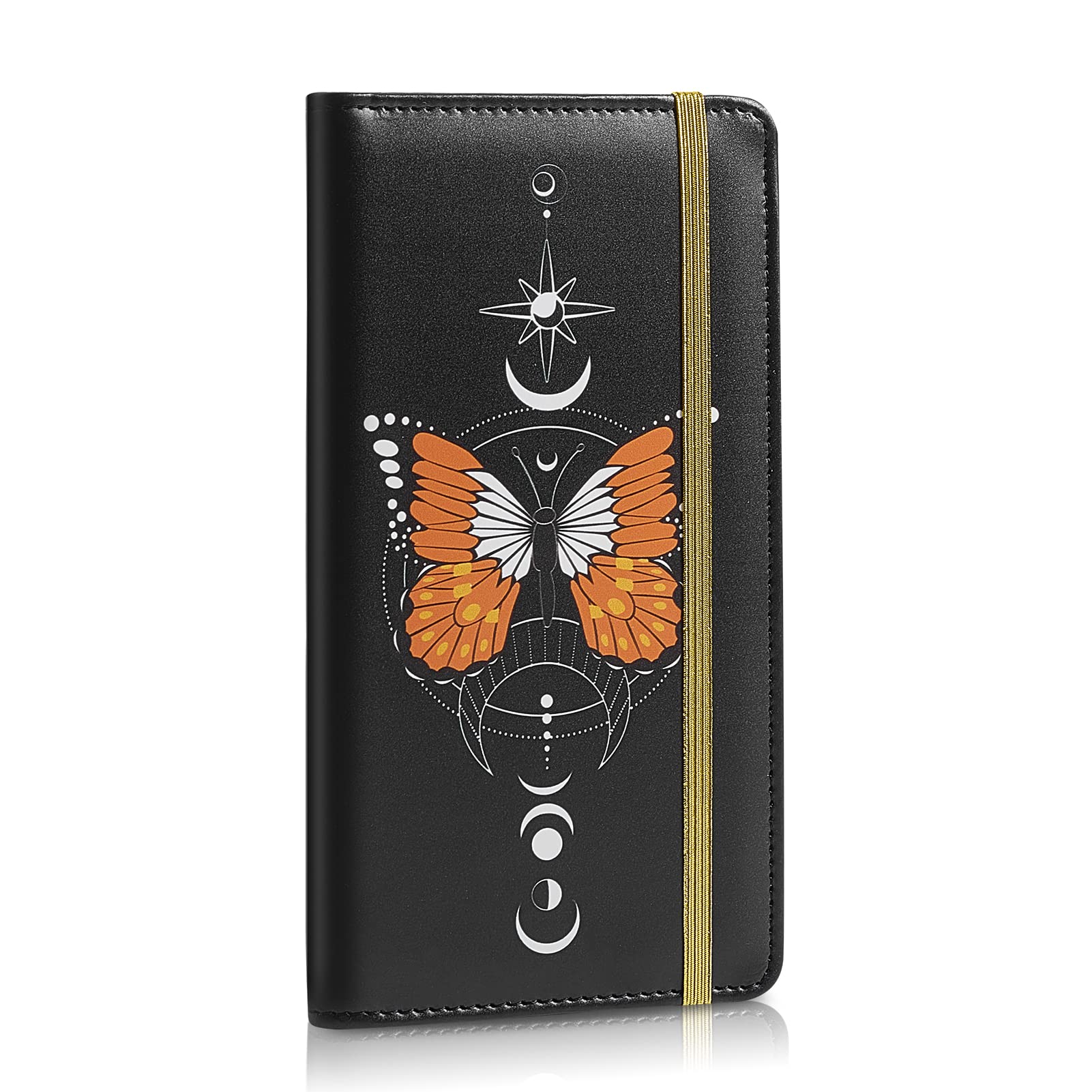 Play Tailor Checkbook Cover for Personal Checkbook, Check Book Cover Wallet for Women Patterned RFID Blocking Checkbook Holder, Black Butterfly