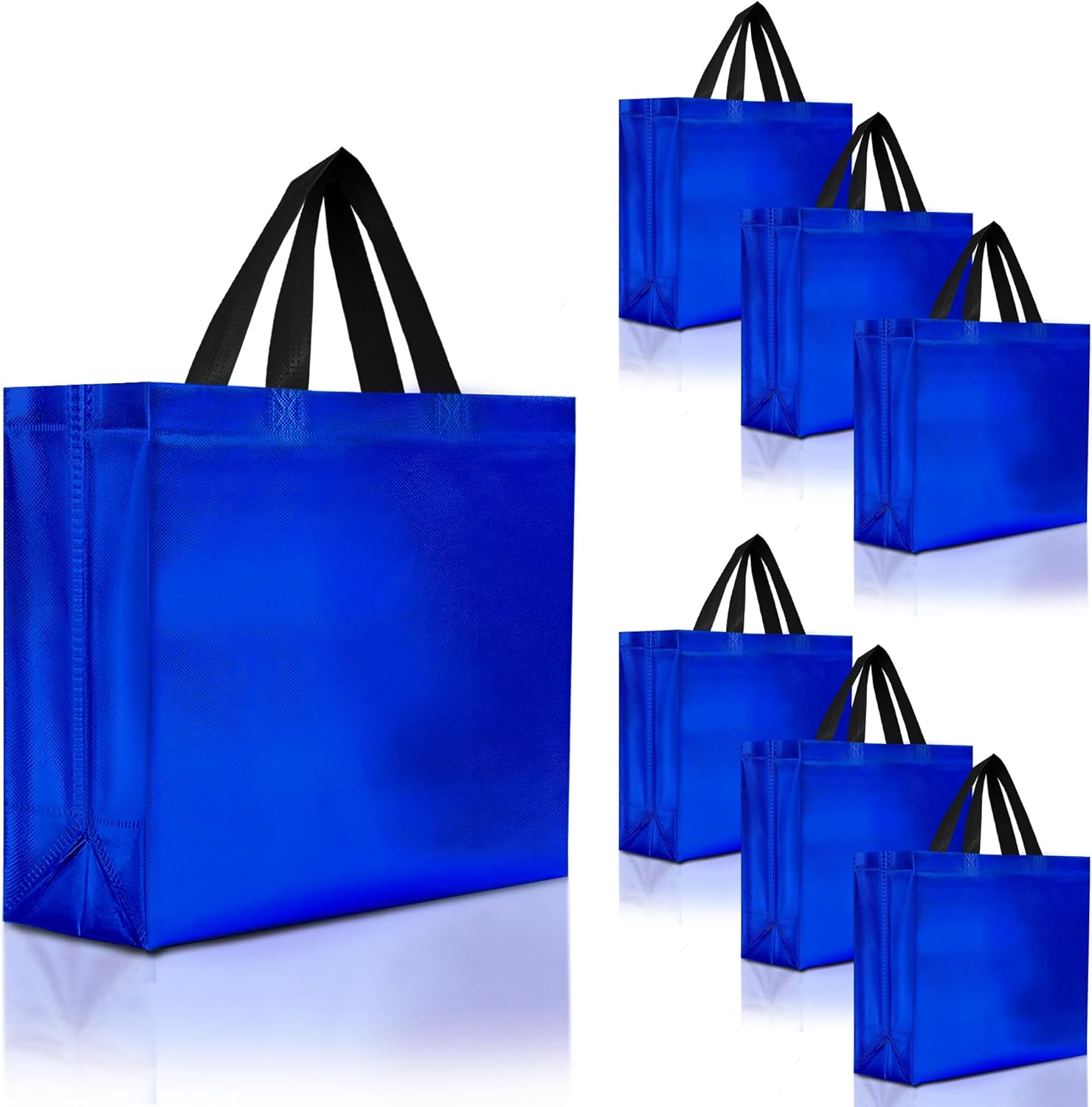 Nush Nush Shiny Large Blue Gift Bags Bulk – Set of 30 Reusable Blue Large Gift Bags with Handles – Ideal Goodie Bag for Men, Birthday Party Favors, Small Business, Wedding, Holiday – 13Wx5Dx11H