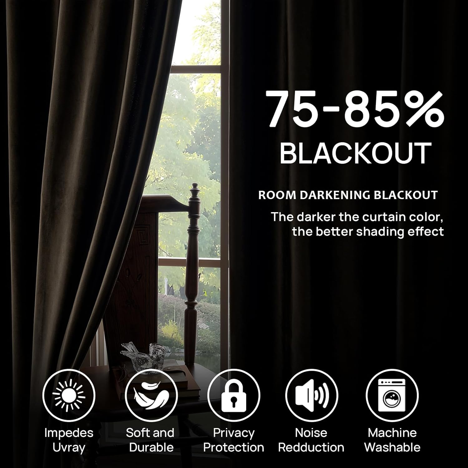 Brown Velvet Pinch Pleated Curtains: Living Room 96 Inches Long 2 Panels Set Luxury Darkening Thermal Insulated Drape with Hooks- Elegant Soundproof Noise Reducing Back Tab Window Curtain for Bedroom