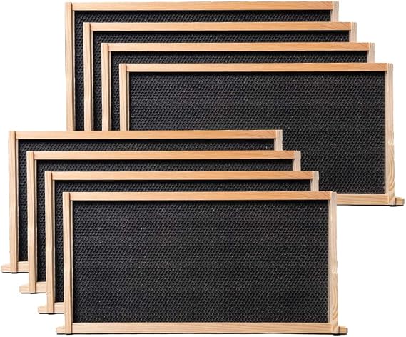 BeeCastle Heavy Wax Coated Langstroth Unassembled Deep/Brood Box with Frames and Beeswax Coated Foundation Sheet (8 Frame)