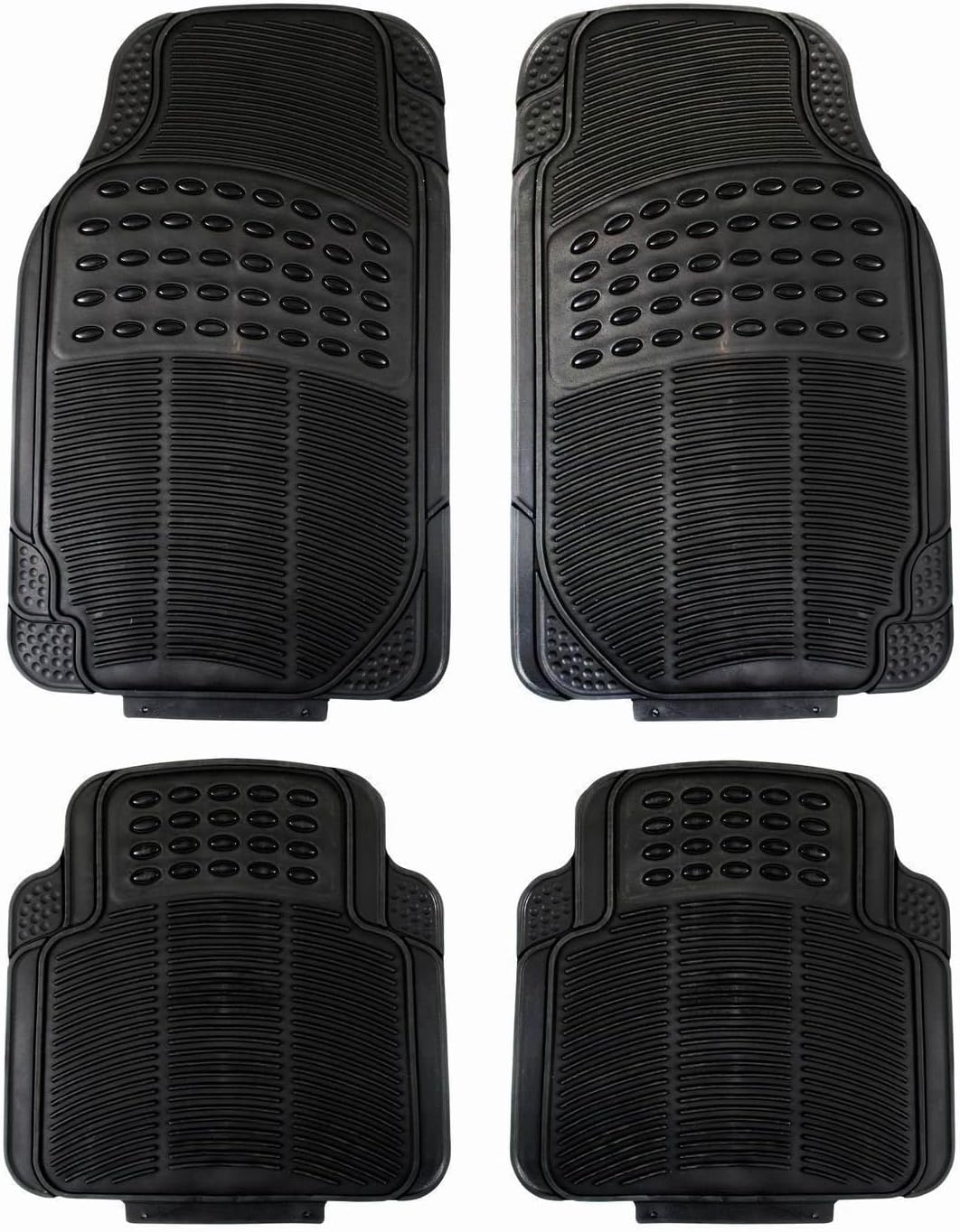 4 Piece Heavy Duty Universal Black Rubber Car Mat Set Non Slip Grip Van