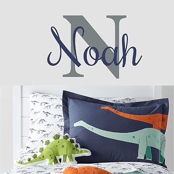 Custom Name & Initial Wall Decal- Baby Boy Girl Unisex - Nursery Decal for Home Bedroom Children - Wall Sticker 398 22" Wide x 15" high