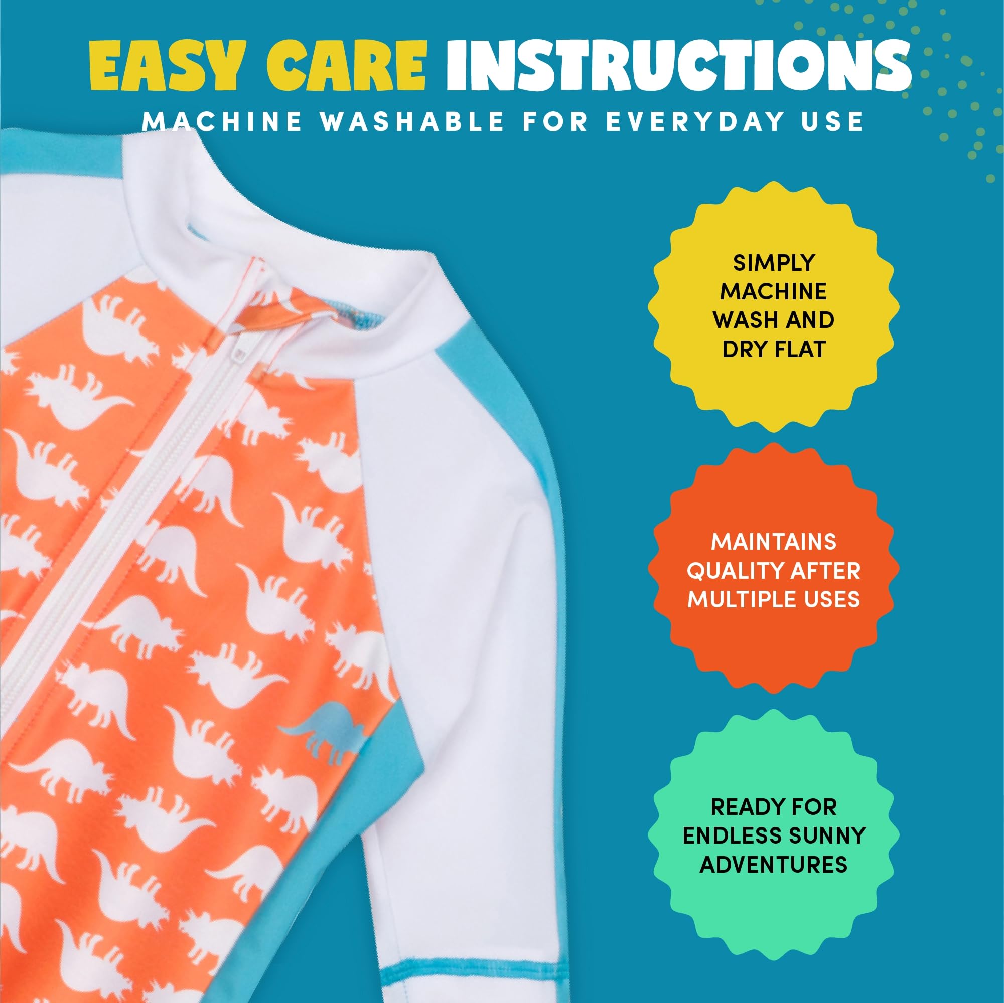 SwimZip Little Boy Manga Larga para niña con UPF 50 Protección Solar - Anaranjado -