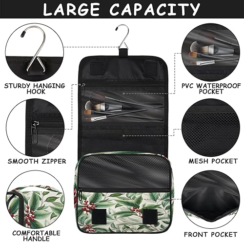 Miniatura 4 de Winter Christmas Modern Style Toiletry Bag for Women, Travel Makeup Organizer with Hanging Hook, Traveling Cosmetic Bags for Toiletries Accessories