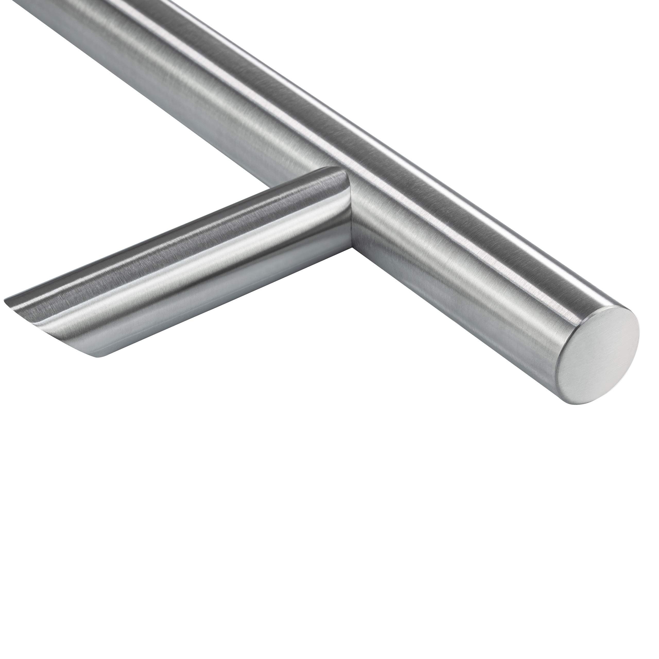 Gedotec Haustürbeschlag Edelstahl Türbeschlag Rund Stoßgriff gekröpft 45° - Modell H8010 | Lange 1600 mm | Lochabstand 1400 mm | Stangen Ø 30 mm | 1 Stück Haustürgriff mit Befestigungsmaterial
