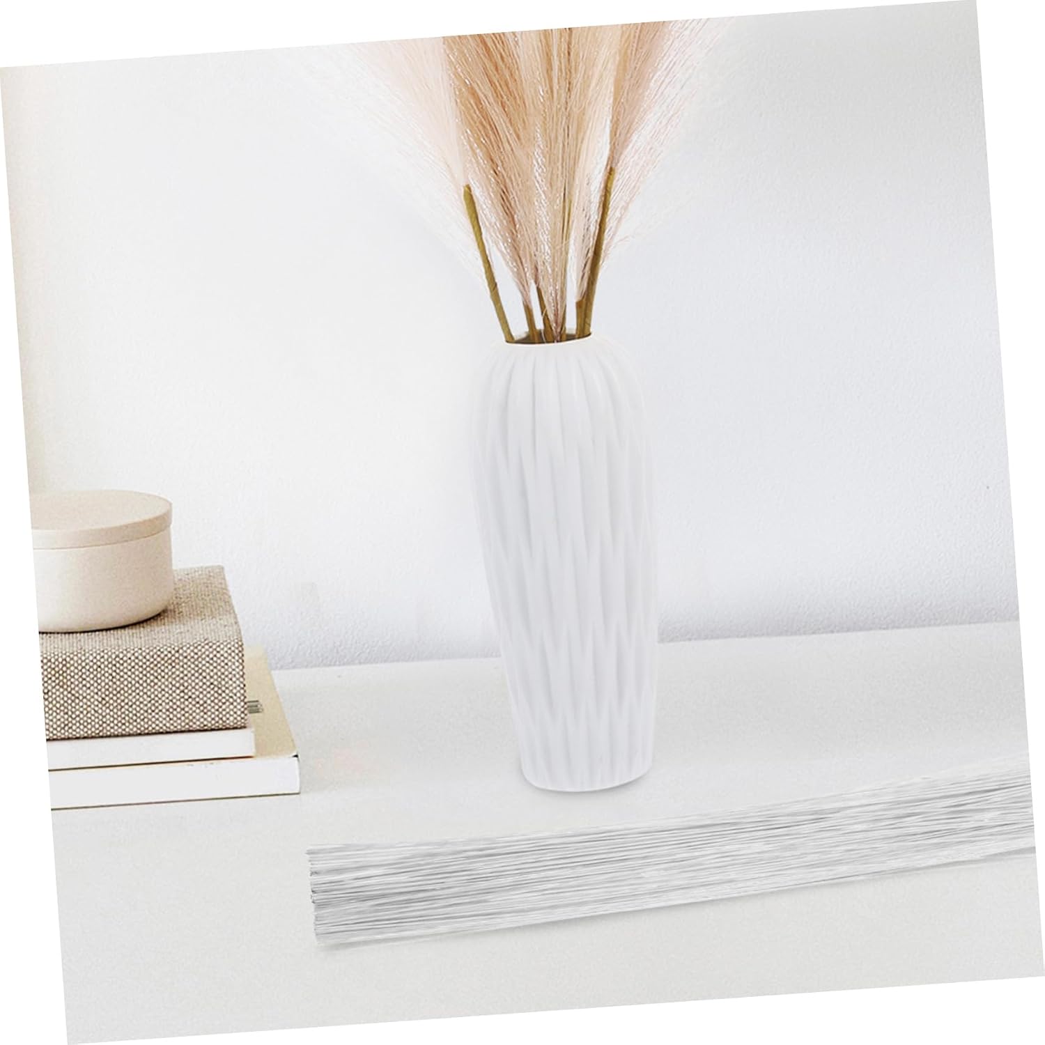 100pcs Floral Wire, 13.8inch White Floral Wires 20 Gauge Metal Iron Stem s Florist Flowers Paper Wrap Bouquet for Shop Artificial Arrangement (White)