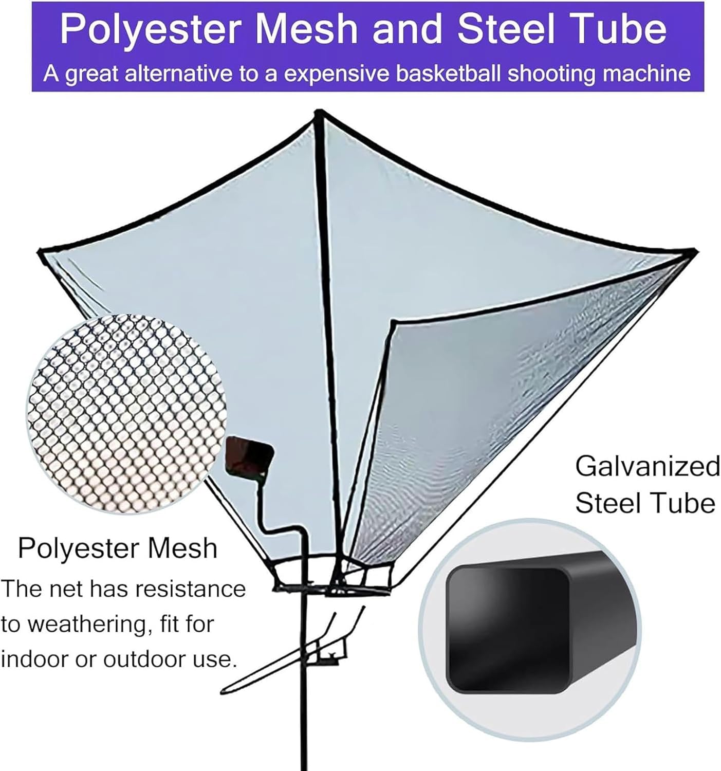 Multi-Function Basketball Rebounder Attachment - Functions as Net Return, Shot Trainer, and Protective Barrier, All-in-One Solution for Home Gyms