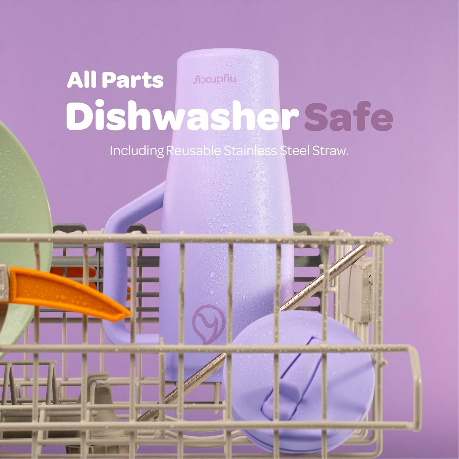 Hydracy Soulmate 40oz Tumbler with Handle and Flip Straw - 100% Leakproof Reusable Insulated Cup with Stainless Steel Straw - Cupholder Friendly Rubber Base Travel Mug - Lilac Haze - Image 5