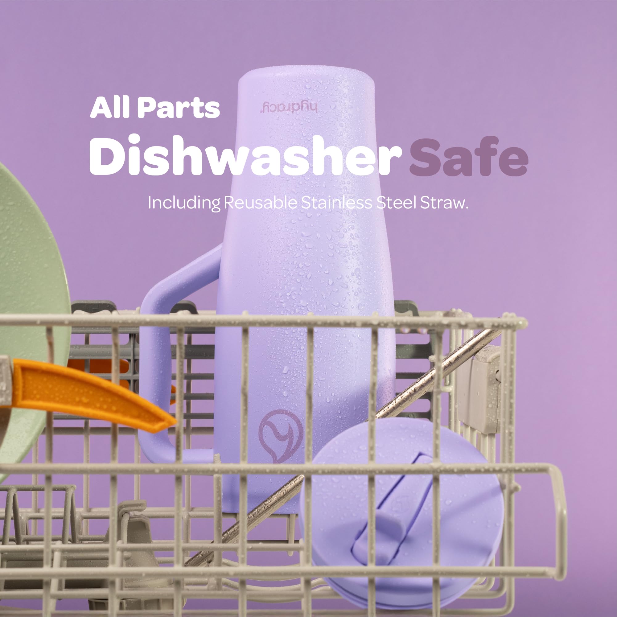 Hydracy Soulmate Bicchiere termico da 1,18 L con manico e cannuccia retrattile - Tazza isolante riutilizzabile a prova di perdite al 100% con cannuccia in acciaio inossidabile - Lilac Haze