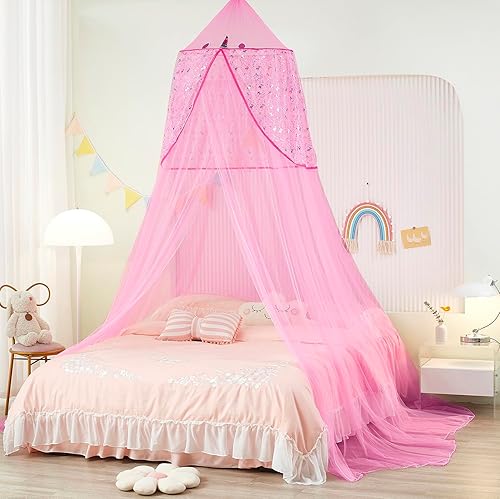 Toldo de cama de unicornio para niñas, toldo de cama con luces, tienda de campaña para cama, decoración de habitación de niñas disponible en Yaxa Peru