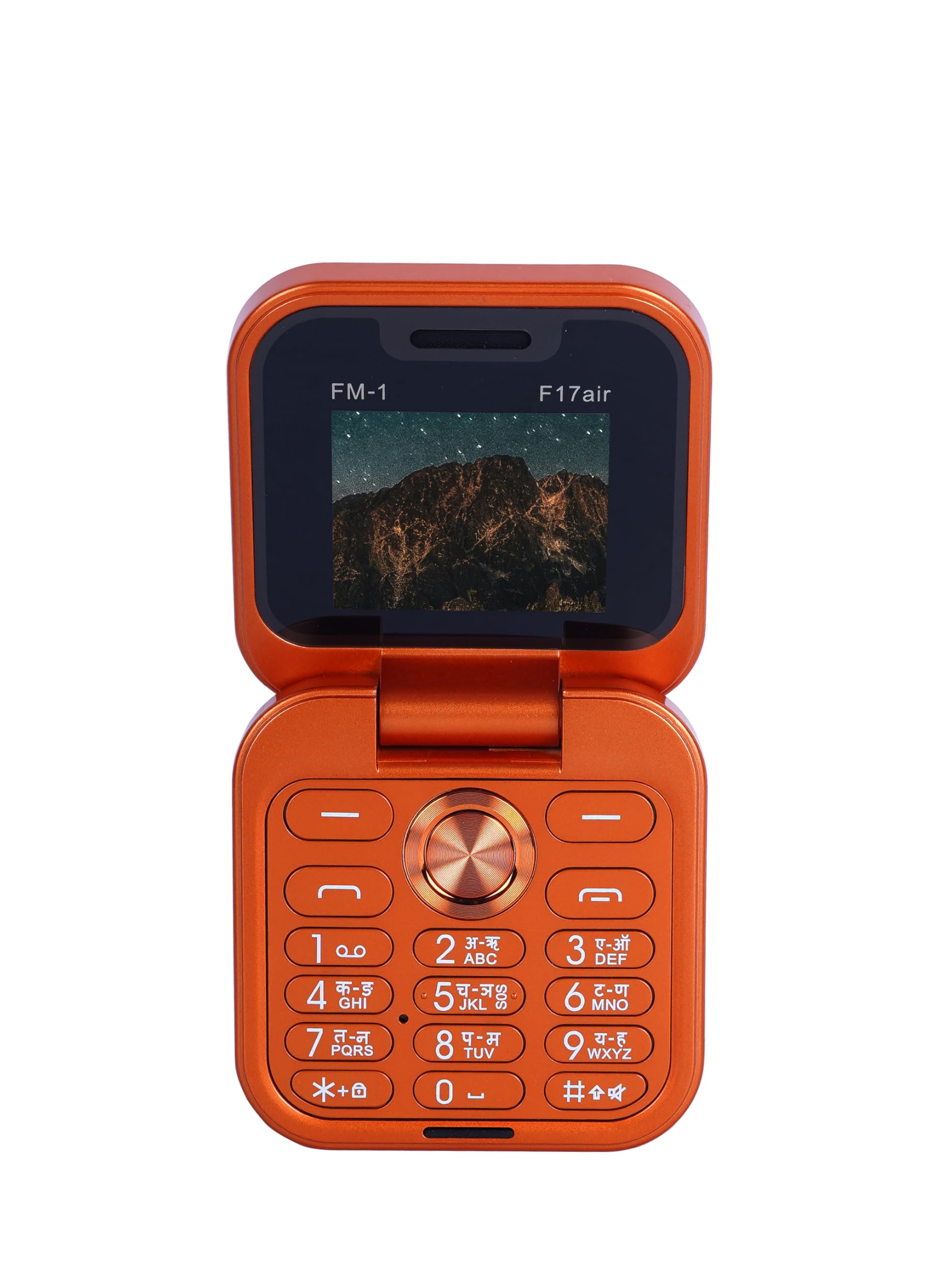 f17 flip dual sim |keypad mobile with 1.8" display |flip|fold|call & sms indicator|innovative design |bt dialer|voice changer|long lasting battery|camera|feature phon| orange