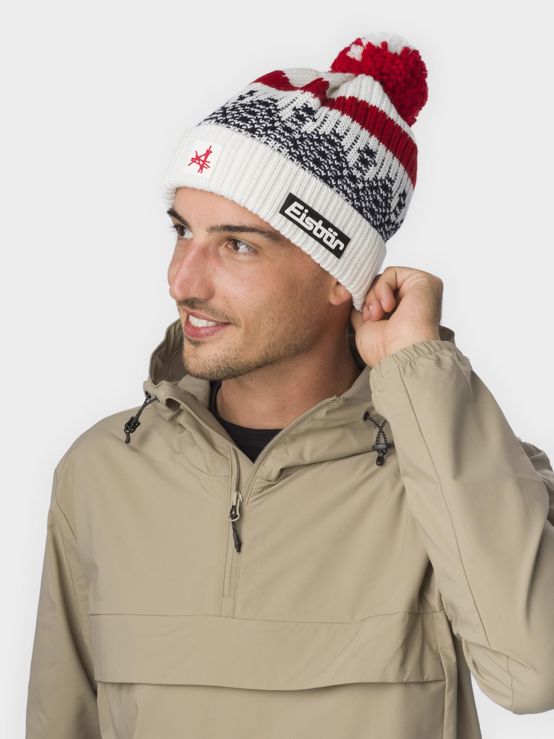 Eisbär Mütze Herren & Damen Norrak Pompon Ski Austria - Merino Unisex mit Fleece schützt vor Kälte und Wind - Bommelmütze Klassische Norwegermütze weich bequem atmungsaktiv Haube aus Österreich