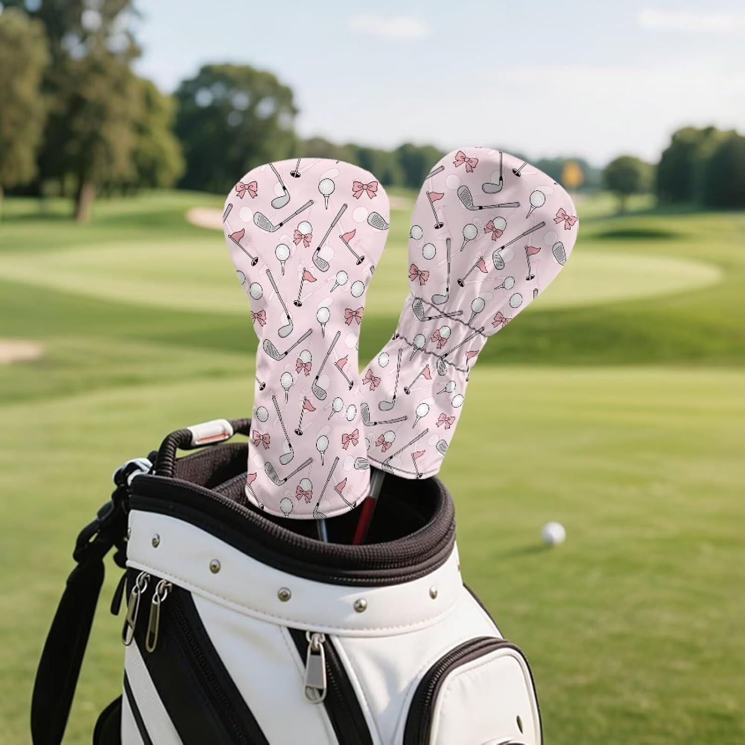 Rnyleeg Golf Club Head Covers for Women Driver Head Cover Leather Fairway Wood Headcover Hybrid Headcovers for Golf Clubs