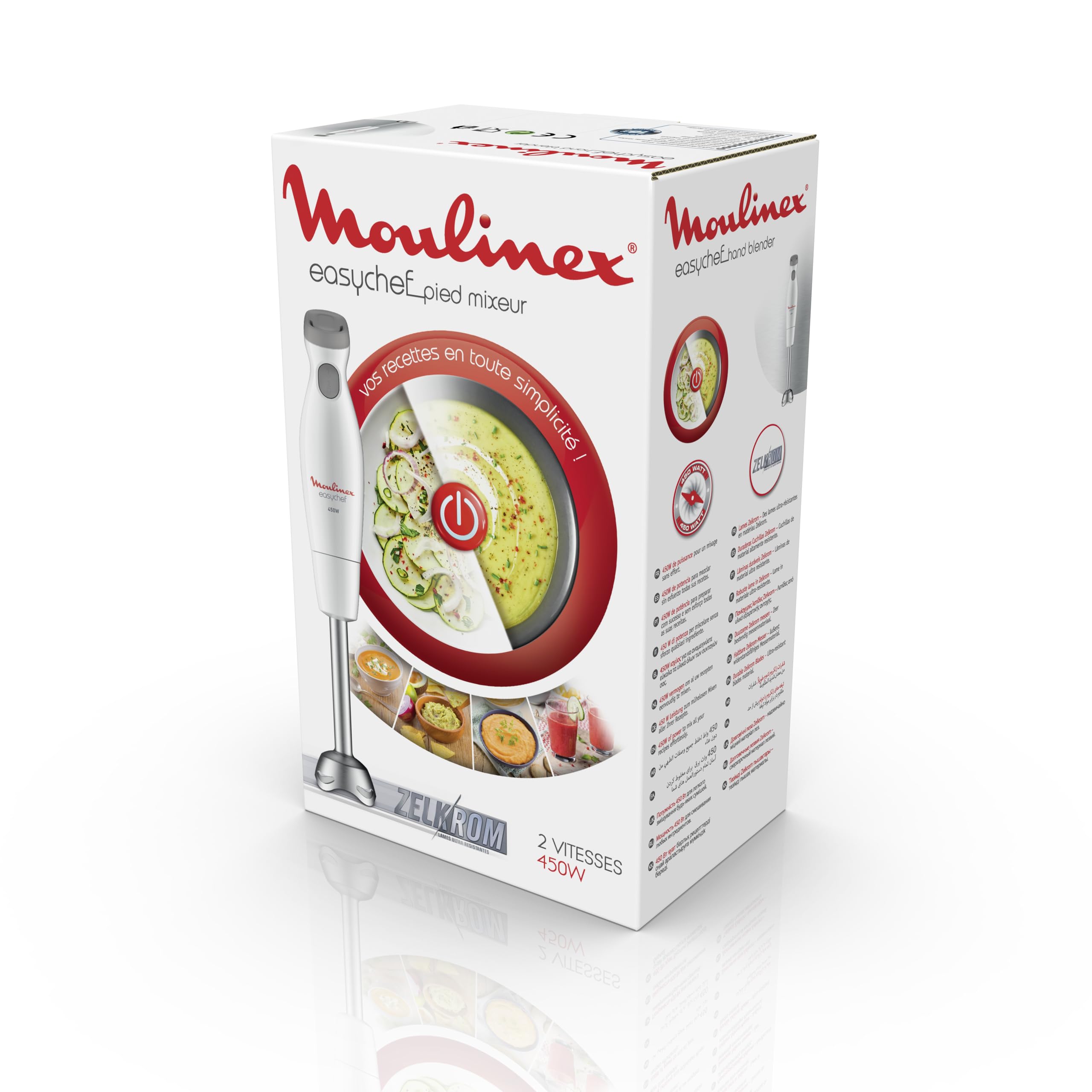Moulinex Easy Chef, Frullatore a Immersione, 450 W per risultati rapidi, impugnatura ergonomica, design robusto, nero, DD4511