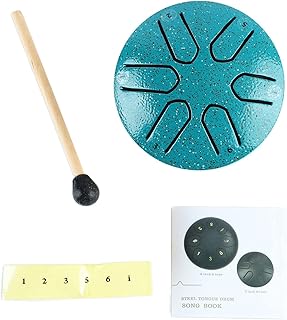 Steel Tongue Drum Mini 6 Note Rain Drum with Drumstick for Outside Percussion Instrument for Beginners (Green)