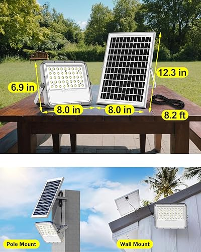 Miniatura 4 de Engrepo Luces solares para exteriores, IP65, impermeable, con energía solar, luz de inundación de seguridad con control remoto, 3000 lúmenes,