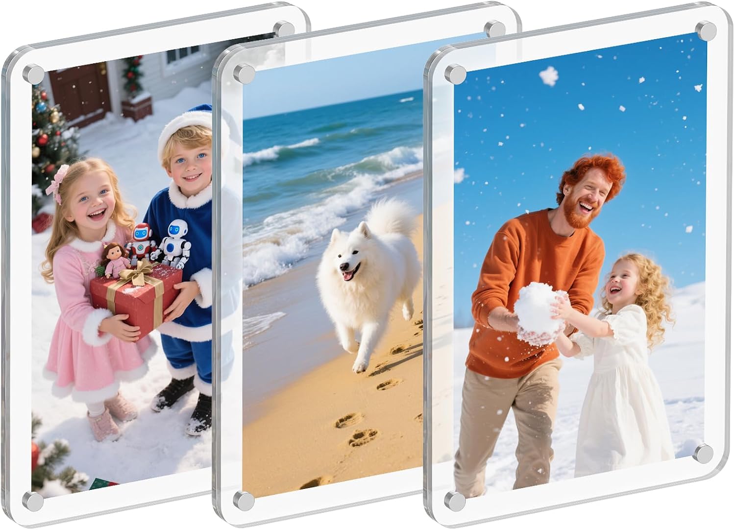 3 Pack Magnetic Picture Frame for Fridge, 4x6 Inch Acrylic Photo Frame