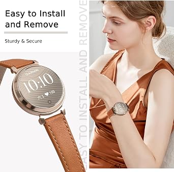 Leather Bands Compatible with Garmin Lily 2, 14mm Top Grain Soft Loop Straps, Adjustable Quick Release Replacement Strap for Lily 2 Classic/Active Smart Watch Accessory