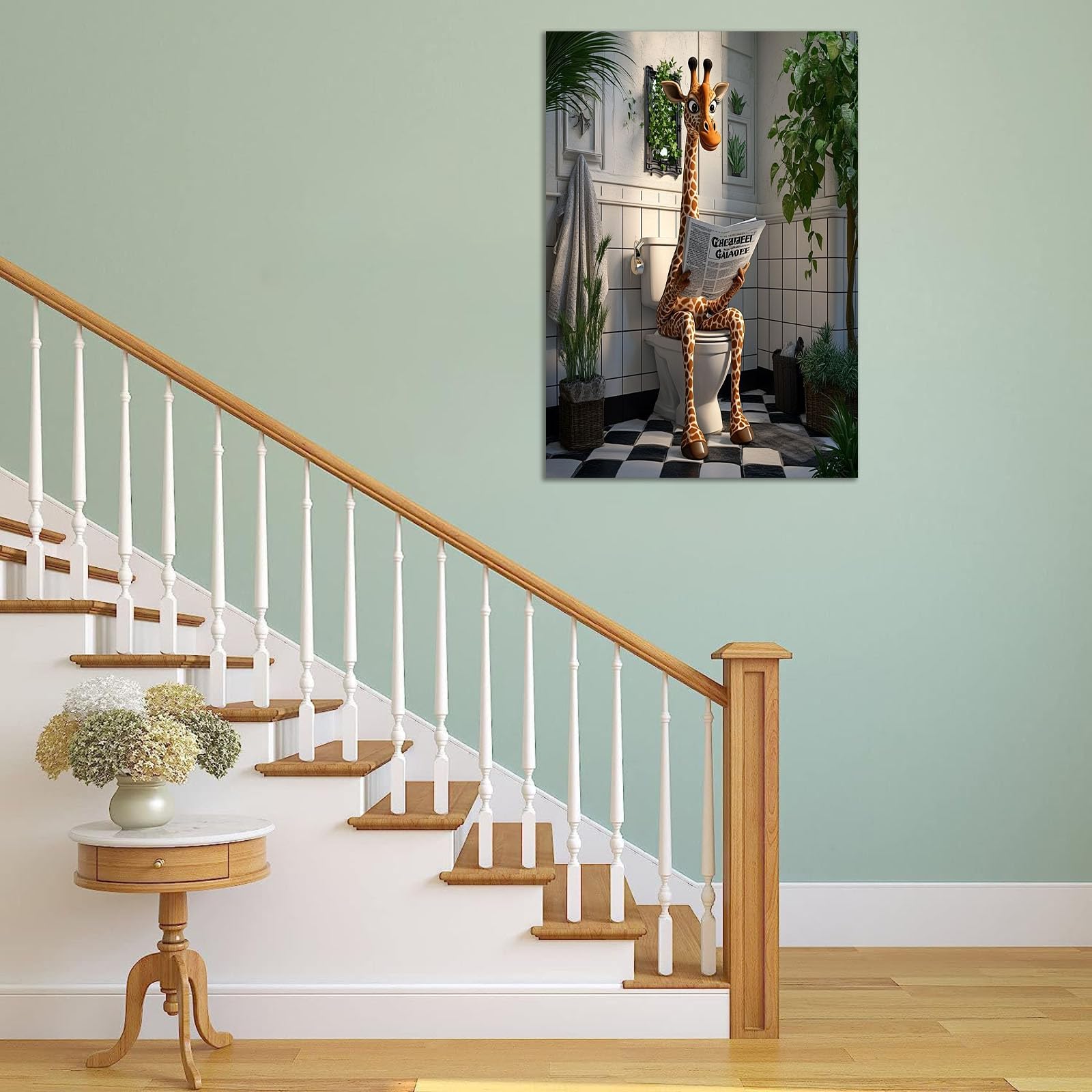 TZKRWRH Tableaux De Salle De Bain - Impression Sur Toile Moderne Botanique abstraite Decoration Salon Peinture Tableaux Chambre Toiles Maison(vert)-70x100cm Encadrée
