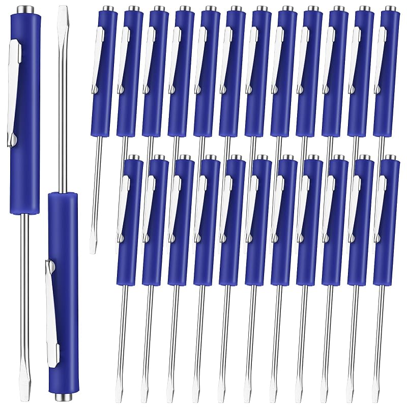 Honoson Kit de Chaves de Fenda de Ponta Chata Magnéticas com Clipe de Bolso Azul, 25 peças
