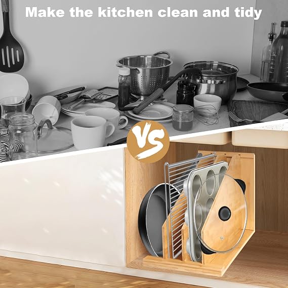Upgraded Tray Dividers for Cabinets,15in Hx22in Dx12in W, Kitchen Cabinet Tray Divider for Pans, Lids, Pot And Pan, Cookie Sheet. with 3 Dividers,Keeping The Kitchen Organized(1)